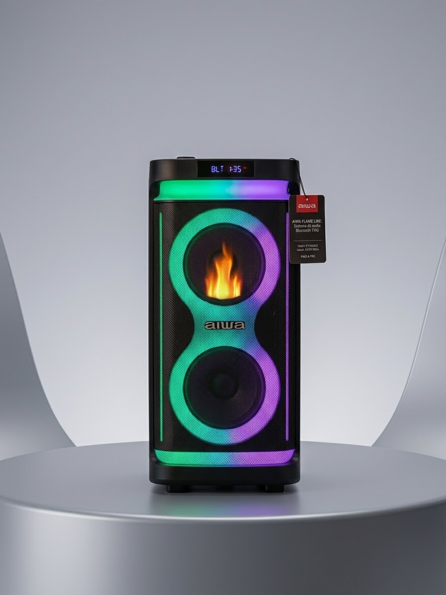 Caja de sonido Aiwa AWPOH5D 2 de 8" 800 watt P.M.P.O con Bluetooth\USB\FM-NEGRA