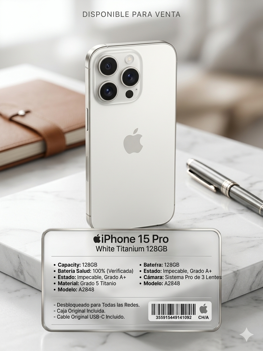 Iphone 15 Pro White Titanium 128GB