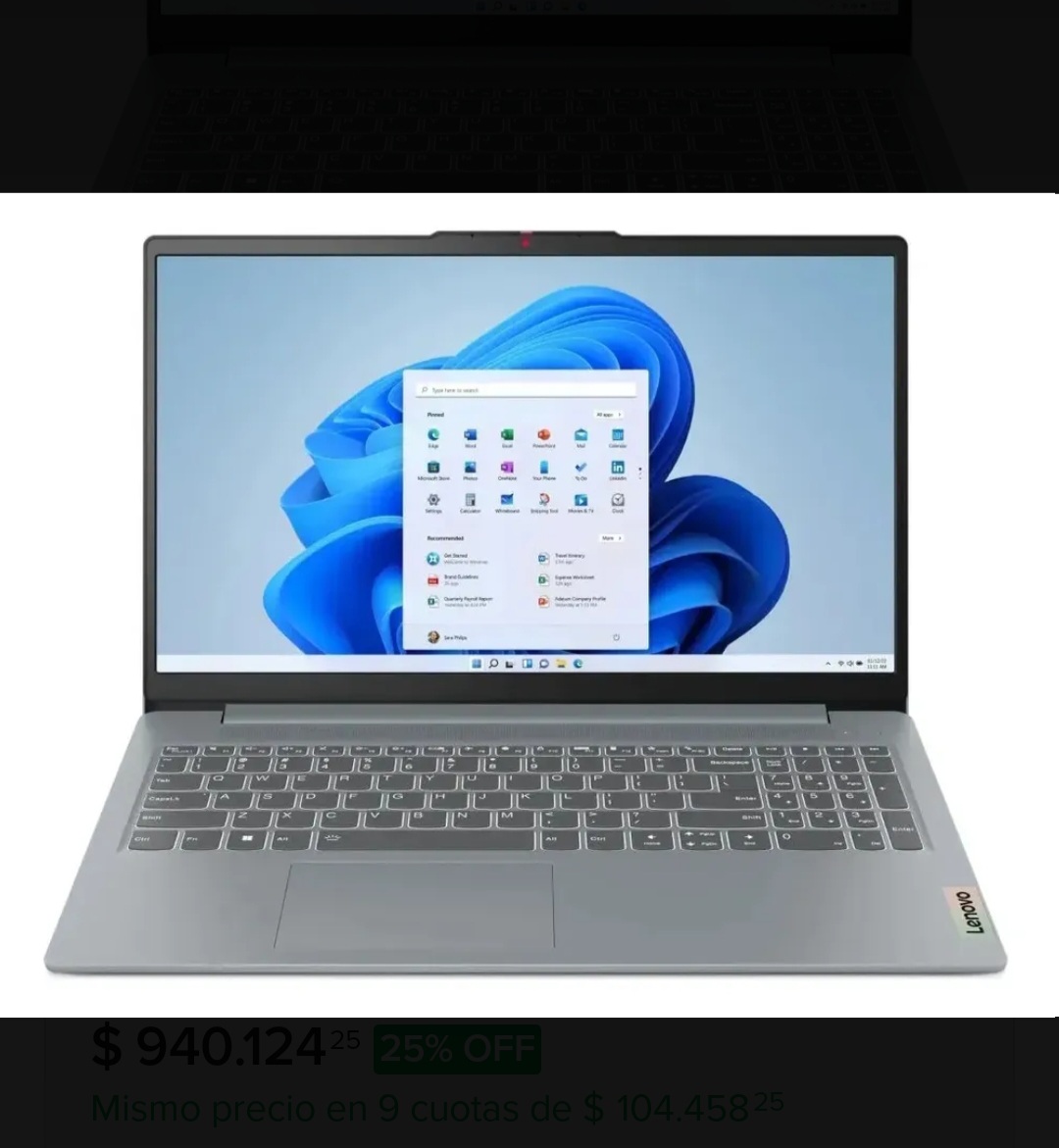 Notebook Lenovo Ideapad S;I'm 3 15lAN8 Intel i3-N305/RAM 8GB/ 128GB UFS, Display 15.6" FHD/Windows 11