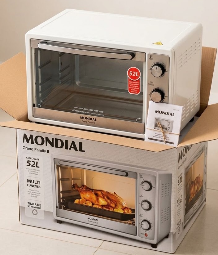 Horno Electrico Mondial Grand Family FRN-52-W 1800W 220V - BLANCO/Prata 52L